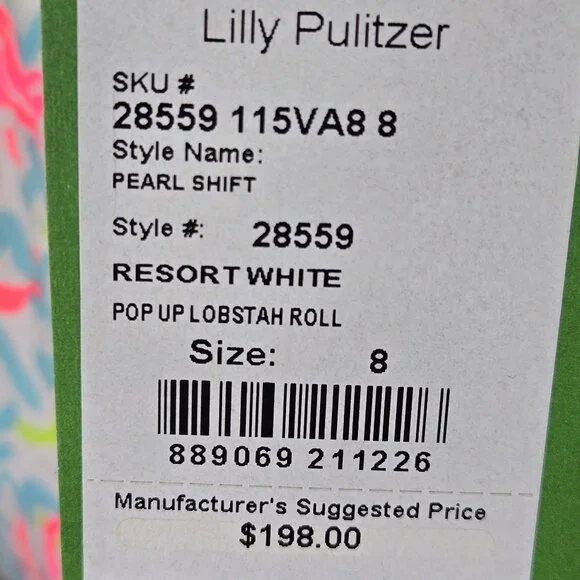 Lilly Pulitzer Size 8 Pearl Shift Dress in Resort White Pop Up Lobstah Roll NWT - Picture 12 of 14